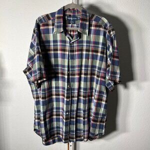 Ralph Lauren Blake 100% Cotton Multicolor Plaid Short-Sleeve Button-Up SZ XL